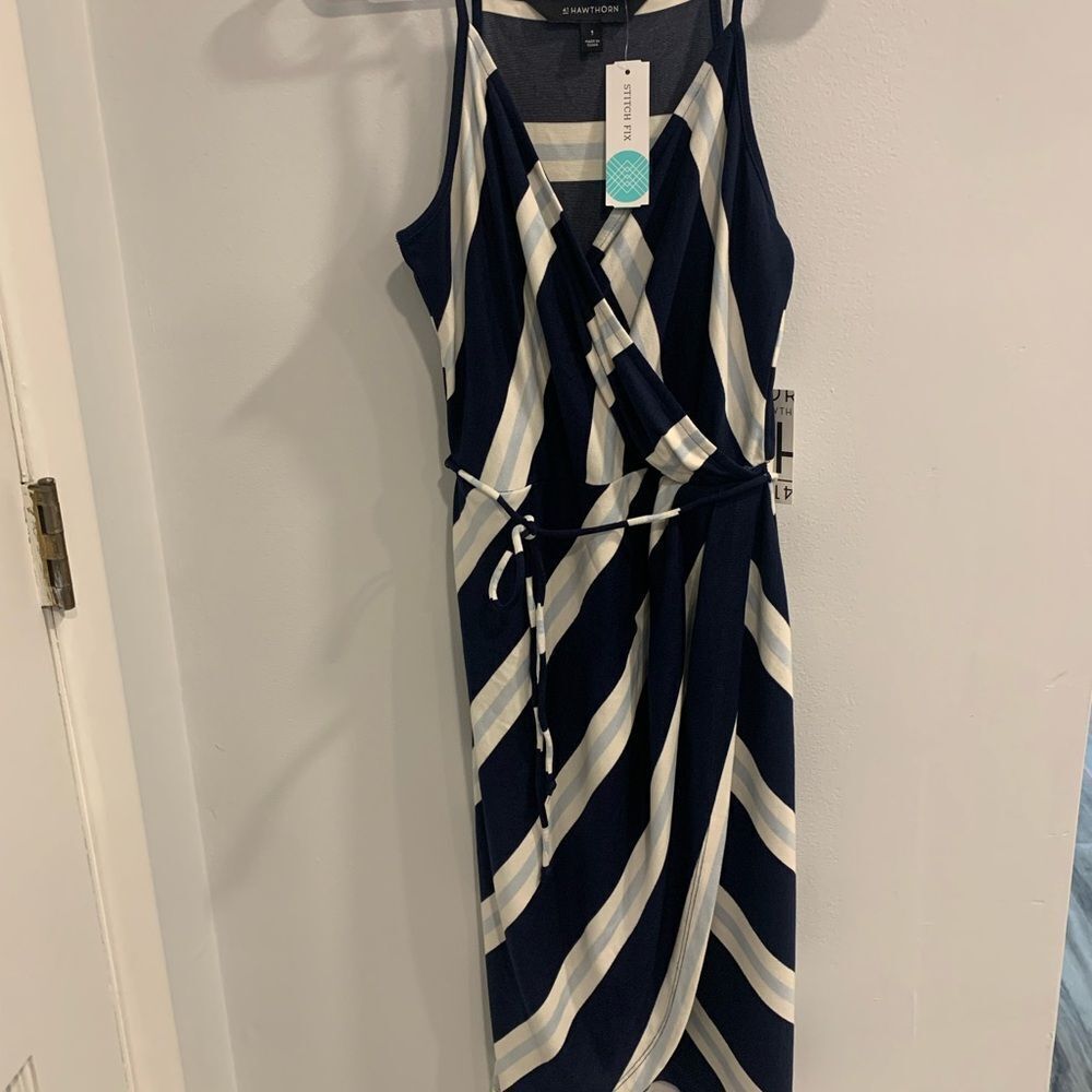 41 Hawthorn Blue and White Spaghetti Strap Sundress - Picture 2 of 8